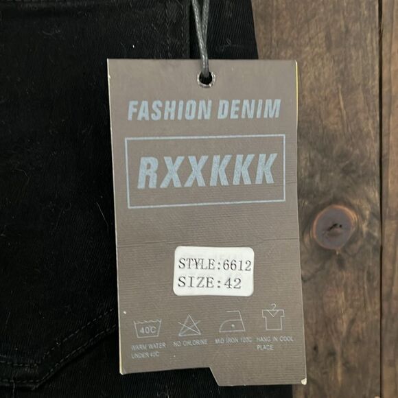 RXXKKK Men's Classic Regular Fit Zipper Fly Biker Jeans - Picture 7 of 16